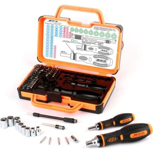 69 in 1 DIY Hand Tool Set 180 Degrees Ratchet Screwdriver set with Chrome Vanadium Bits Home Tools Portable repair tool kit