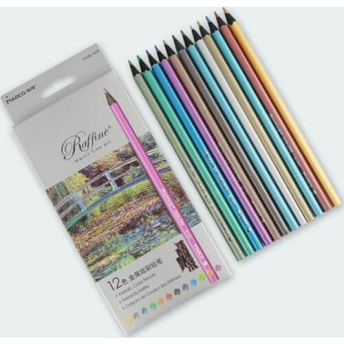 Sketching Drawing Pencils 6/12 Colores Wooden Colores Pencil Set Metallic Pen For Art Hand-Painted School Supplies
