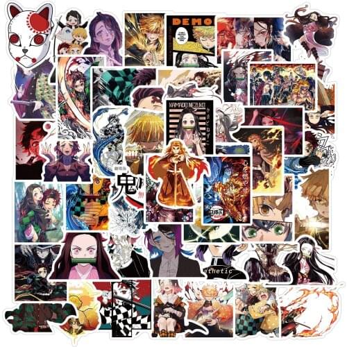 10/50pcs Anime Demon Slayer Kimetsu No Yaiba Sticker Waterproof PVC Skateboard Luggage Motorcycle Guitar Kid Boy Vsco Sticker