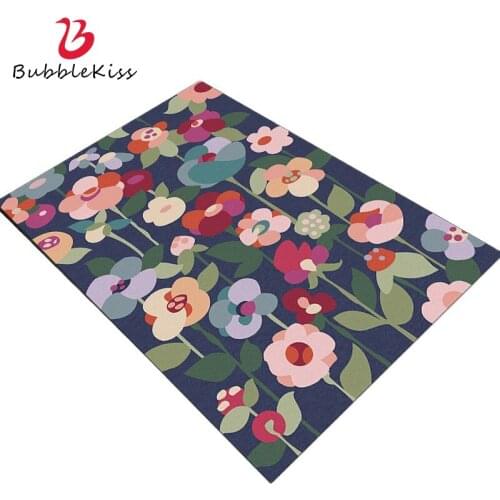 Bubble Kiss Soft Colorful Floral Pattern Rugs And Carpets For Living Room Customizable Home Bedside Anti-Slip Decor Floor Mat
