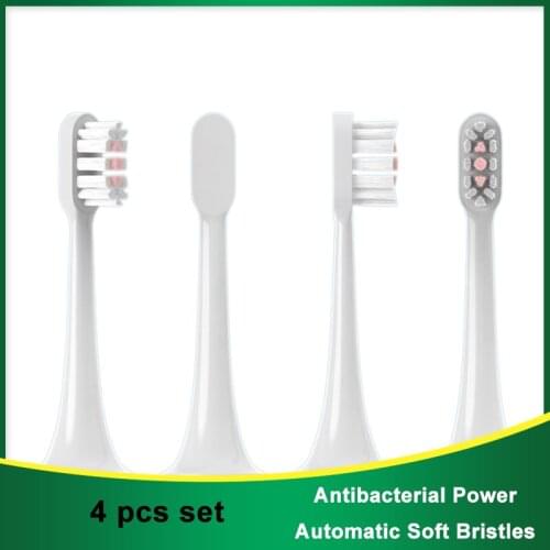 XIAOMI T300/500 4pcs No Metal Vacuum Replace Brush Heads for Vacuum Clean White Pink Replace Soft DuPont Smart Brush Head Nozzle