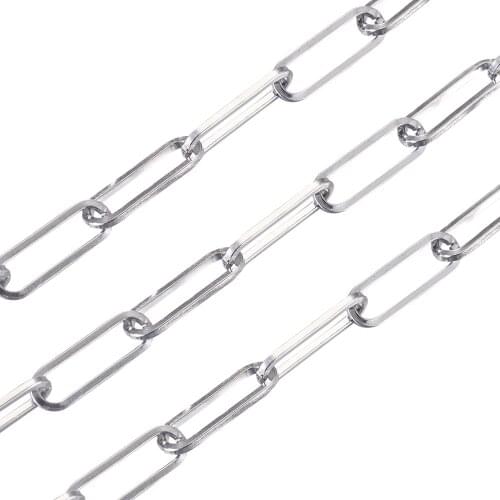 About 25m/roll Unwelded Iron Paperclip Chains Flat Oval Drawn Elongated Cable Chains Jewelry Accessories 18x6x1.2mm with Spool