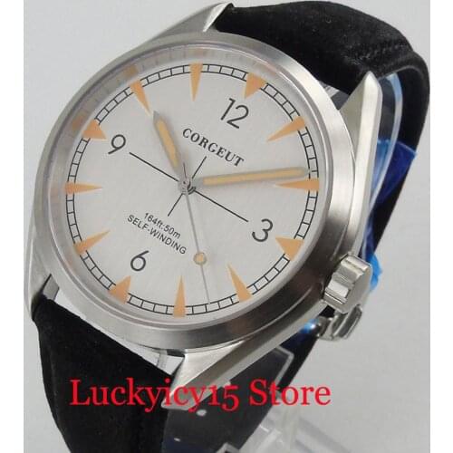 CORGEUT Sapphire Crystal 41mm Luxury Automatic Mens Watch Automatic Movement with Black Strap