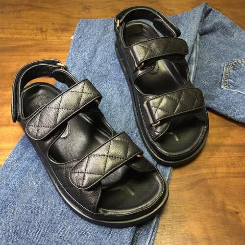 2021 Plus Size 35-41 Womens Sandals Fashion Brand Womens Shoes Genuine Leather Sandals For Woman Top Quality Leather Sandals