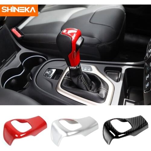 SHINEKA Car High Quality Gear Shift Knob Shifter Handle Decoration Cover Stickers Accessories For Jeep Cherokee 2014-2018