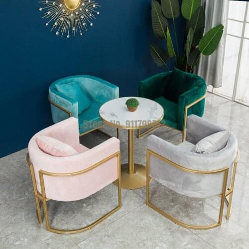 New Nordic Single Sofa Chair Light Luxury Net Red One Table and Four Chair Combination Modern Iron Art Nail Makeup Home