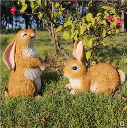 European rabbit statue crafts, villa garden decoration art, home office bar restaurant table decoration gifts