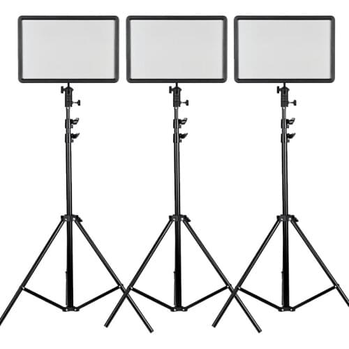 Godox 3pcs LEDP260C Ultra-thin 30W 3300-5600k LED Video Light Panel Lamp with 2pcs 2m Light Stand for Video Studio Lights