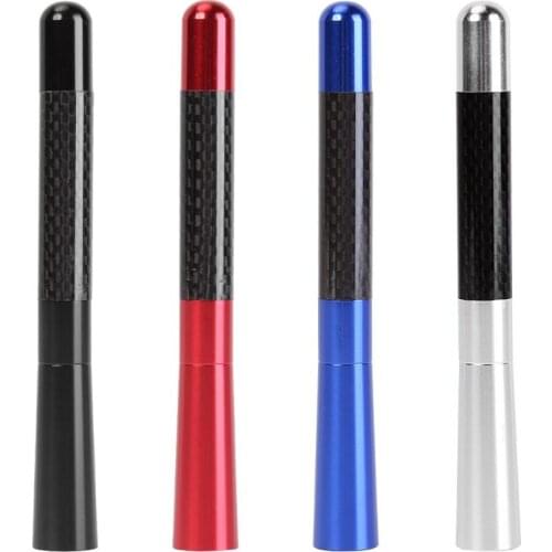 12cm Universal Car Styling Roof Antenna Carbon Fiber Screw Metal Stubby Mast Antenna Auto Car Styling Accessories