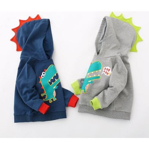 Spring Autumn Children Boys Dinosaur Sweatshirts Kids Cartoon Hoodies Cotton Girl Pullover Tops Outerwear Clothes