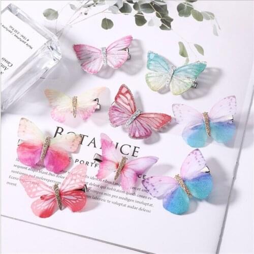 2PCS/Set Girls Colorful Dream Butterfly Cartoon Hairpin Children Fashion Hair Clips For Hair Barrettes Headband Hair Accessories