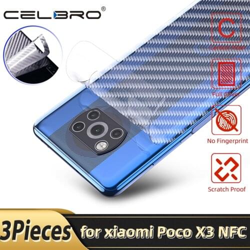 3Pieces Screen Protector For Xiaomi Poco X3 NFC Film Back Carbon Sticker Protective Film for Xiaomi Xiomi Poco X 3 NFC Protector