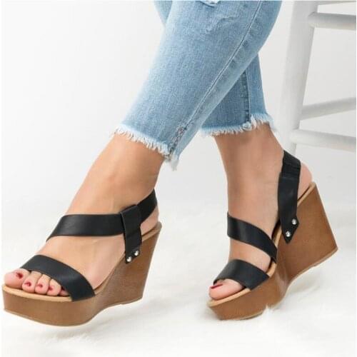Women Wedge Platform Sandals Summer Slip On Ladies High Heels Shoes Woman Fashion Open Toe Casual Female Footwear 2021