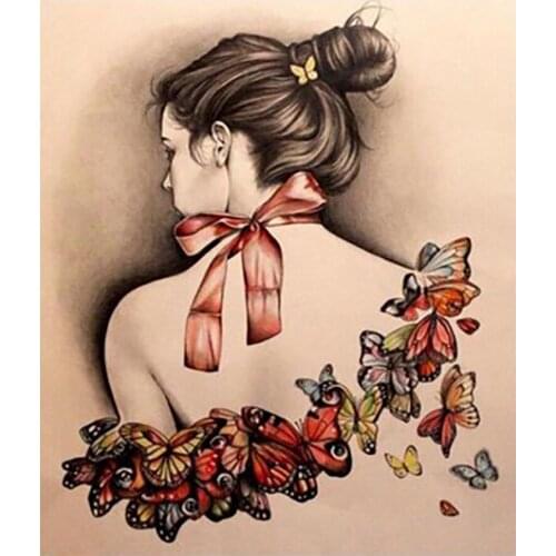 Women and Butterflies Diamond Painting Round Full Drill Portrait Animal Nouveaute DIY Mosaic Embroidery 5D Cross Stitch Gifts