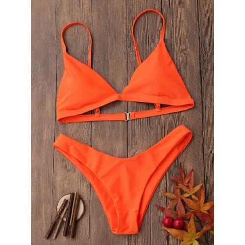 Women Ladies Solid Bathing Suit Hot Summer Plain Bikinis Set Sling Padded Bra Swimwear Swimsuit Fashion 2020 Female Beachwear