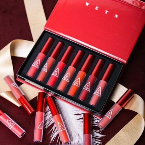WETN 7pcs/Set Liquid Lipstick Silky Waterproof Lip Gloss Matte Lip Stick Lip Makeup Long Lasting Cosmetics Maquiagem TSLM2