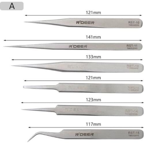1Set ESD Anti Static Stainless Steel Tweezers Maintenance Repair Tool Set Precision