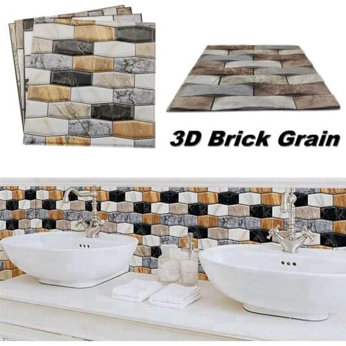 10/20pcs 3D Wall Sticker Marble Pattern PVC Waterproof Self-Adhesive Wall Paper 30x30cm Brick Grain Stickers Bathroom Wall Decor