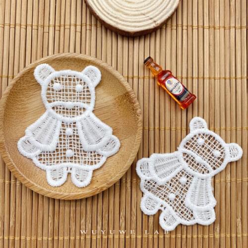 10pcs/lot Hollow Bear Milk Silk Patches Sew on Stickers for Clothes Decor Cartoon Childrens Coats Bags Bears Parches DIY Badge