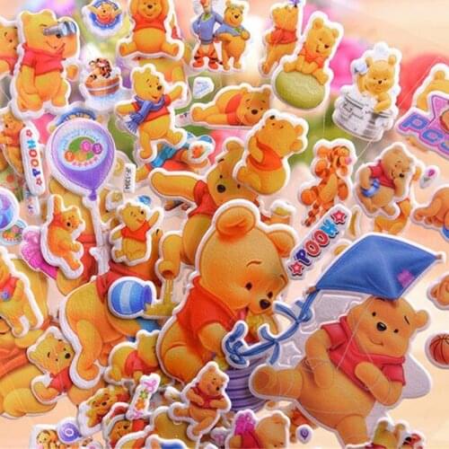 3D Cartoon Lovely winnie the pooh stickers Kids Toys Bubble stickers Teacher baby Gift Reward PVC Christmas gift