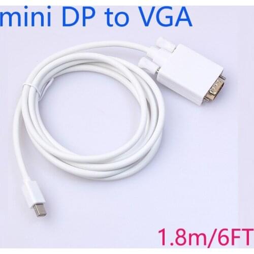 50pcs/lot*Thunderbolt Mini Display port to vga MINI DP TO VGA Male MFI Cable Adapter For Macbook Pro 15 13" iMac 1.8M 6ft