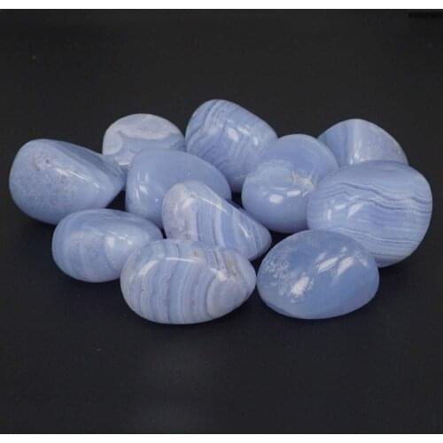 Bulk Tumbled Chalcedony Blue Lace Agate Stones Natural Polished Gemstone Wicca, Reiki, and Energy Crystal Healing 200g