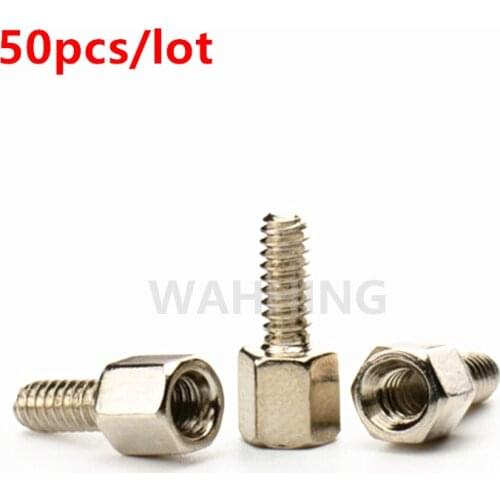 50pcs/lot 5+7mm Header Plate Bracket Stud Bolt Screw for D-Sub VGA Card DB9 DB15 DB25 RS232 COM serial HY1146