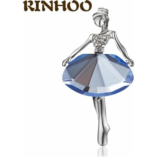 RINHOO Rhinestone Crystal Dress Dancing Girl Brooches Women Dance Sports Brooch Pins Fashion Accessories Party Jewelry Gifts