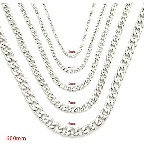 2 Meters/lot 316L Stainless Steel 3mm Width Curb Link Chain Stainless Steel NK Bulk Chain Fit DIY Jewelry Making Findings Crafts