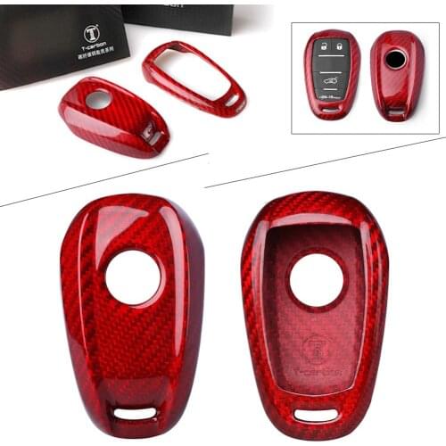 Real Carbon Fiber Car Remote Key Shell Cover Case For Alfa Romeo Giulia Stelvio Red