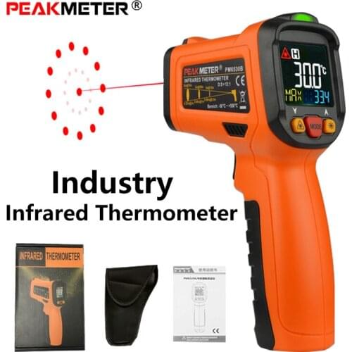 PEAKMETER PM6530B Laser LCD Digital IR Infrared Thermometer Temperature Meter Gun Point -50~800 Degree Non-Contact Thermometer