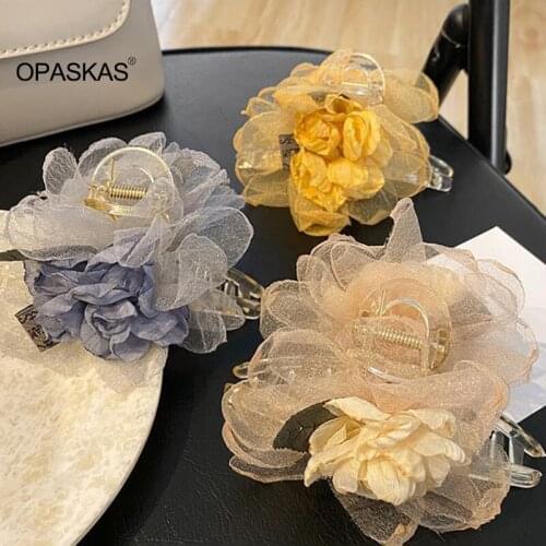 Floral Hair Claw Clip with Simulation Flower Decor Acrylic Updo Hair Jaw Elegant Shower Hair Clamps for Girls Women 12cm PT
