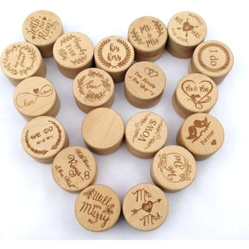 Personalized Engraving Rustic Wedding Wooden Ring Box Jewelry Trinket Storage Container Holder Custom Two Hearts One Way Rings B