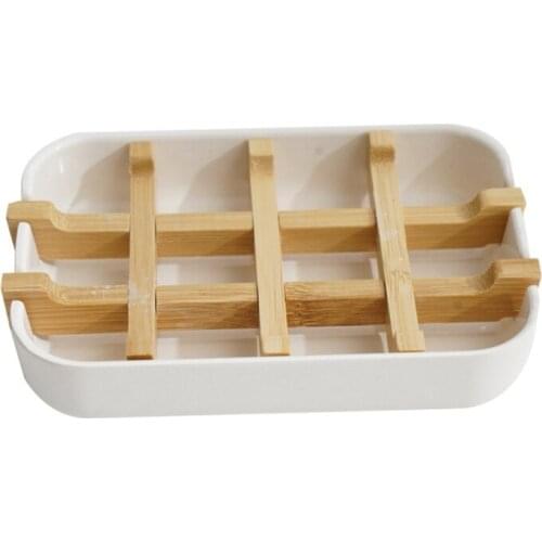 H7JB Bamboo Soap Dish for Bathroom Shower Soap Holder Soap Case Tray Bar Sink Deck