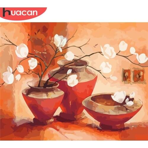 HUACAN Paint By Number Flower Drawing On Canvas Gift DIY Pictures By Numbers Kits Hand Painted Painting Art Home Decor
