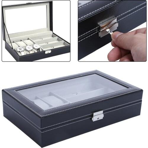 2/6/10 Slots PU Leather Wrist Watch Display Box Storage Holder Organizer Watch Case Jewelry Storage Dispay Watch Box