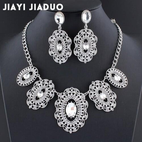Jiayijiaduo wedding jewelry sets parure bijoux femme necklace set Silver color /gold crystal earring Party gift winter 2017