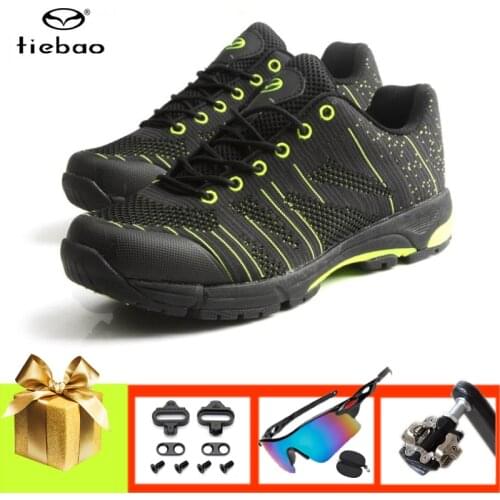 TIEBAO Mountain Bike Shoes Men Women Breathable Leisure Cycling Sneakers Rubber Sole Self-locking Casual Fiets Mtb SPD Pedals