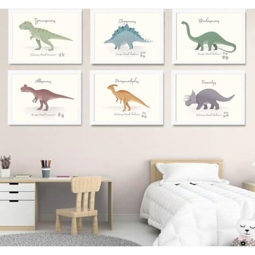 Cute Dinosaur Tyrannosaurus Triceratops Animal Wall Art Canvas Painting Nordic Posters And Prints Wall Pictures Kids Room Decor