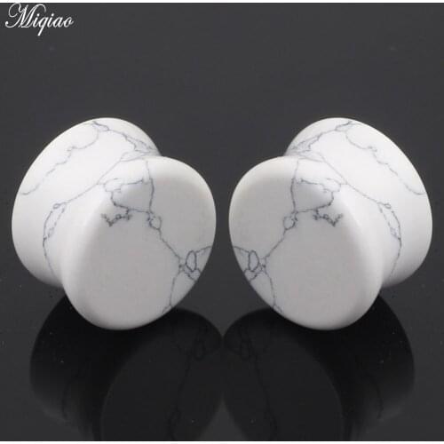 Miqiao 2pcs Fashion Sweet White Stone Earpiece 6mm-16mm Exquisite Piercing Jewelry