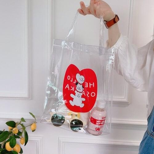 Fashion Transparent Cute Bear Cartoon Totes Bag for Women Clutch Lady Large Capacity Travel Popular Designer Shopper Bag Handbag