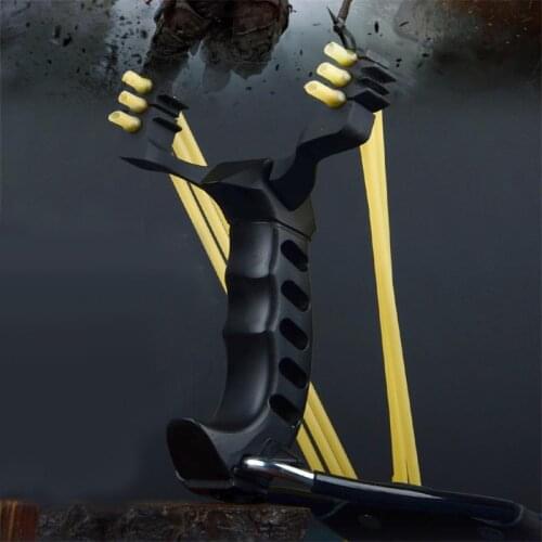 Hunting Tools Powerful Slingshot Rubber Bands Folding Wrist Slingshot Outdoor Black Hunting Slingshot For Outdoor Hunting