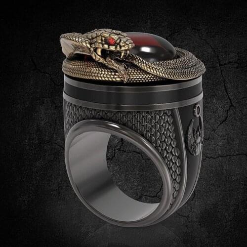 Men Vintage Dominating Double Color Snake Ring Motorcycle Party Punk Domineering Ring For Women Men Cool Hip Hop Rings Jewelry