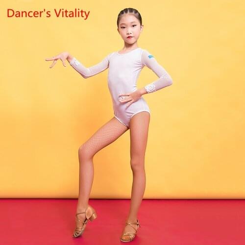 Latin Dance Clothes Girls Autumn Profession Practice Body Suit New Childrens Oerformance Training Clothes Onesies