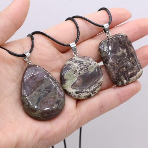 Wholesale Natural Semi-precious Stone Necklace Picasso Jasper Pendant Charms Choker Necklaces for Women Men Jewelry Gift
