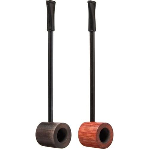 Portable Ebony Wood Pipe Bent Smoking Pipe Tobacco Pipe Filter Grinder Herb Wooden Pipe With Holder Cigarette Accessories