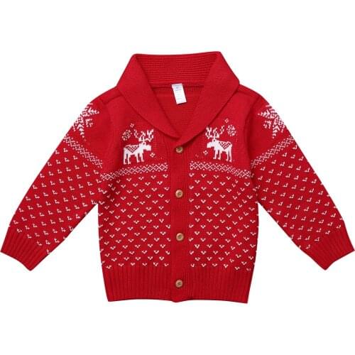 Christmas Sweater Fashion Winter Baby Boys and Girls Clothes Long Sleeve Soft Cotton Elk Knited Cardigan Childrens Clothing
