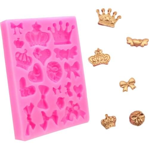 Cake Decoration Silicone Fondant Cake Mold Baking Tools Kitchen Accessories Cartoon Crown & Bow Tie