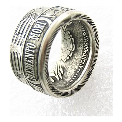 US Momento Mori Copy Coins 'Head' Alloy Ring Handmade In Sizes 8-16