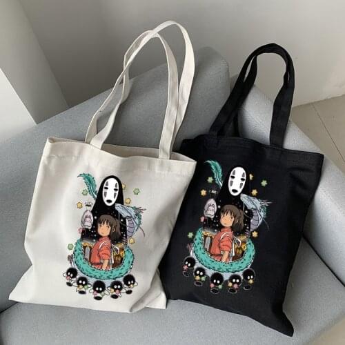 Japanese ​Anime Totoro Harajuku Style Canvas Bag Shopper Harajuku Large Capacity Womens Bags Shoulder Bag Vintage Handbag